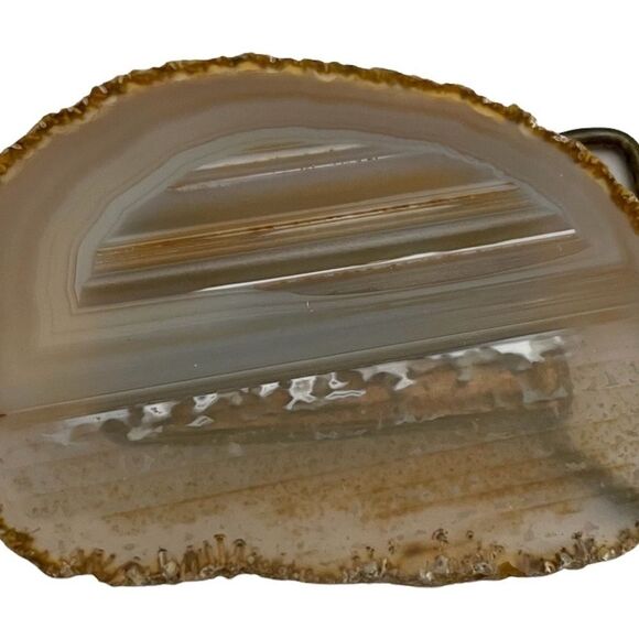 POLISHED Geode Agate Gemstone Slice Belt Buckle - Picture 3 of 6